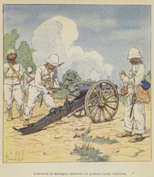 Gebirgsartillerie bombardiert die Hova-Stellungen in Andriba