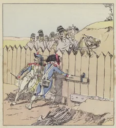 Ein Sergeant der Garnison von Saint-Georges erkennt die österreichischen Husaren an ihren neuen Mänteln