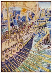 Schiff prallte gegen Schiff, bis die persischen Toten die Tiefe wie Blumen bedeckten