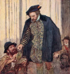 Shakespeare gibt einem Bettler einen Penny