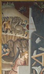 Szene aus dem Alten Testament: Die Zerstörung des Hauses von Hiob und der Diebstahl seiner Herde durch die Sabäer