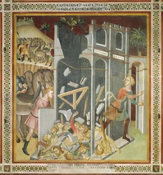Die Zerstörung des Hauses von Hiob und der Diebstahl seiner Herde durch die Sabäer, 1356-6