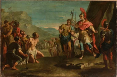 Mörder des Darius vor Alexander (König Porus und Alexander der Große)