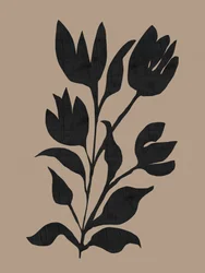 Schwarze botanische Silhouette