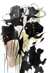 Schwarze Tintenblumen-Abstraktion