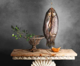 Rustikales Fisch Stillleben