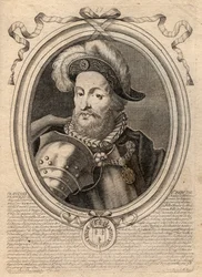Porträt von Franz I. (1494 - 1547), König von Frankreich - Gravur aus 