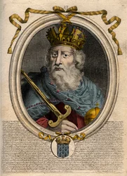 Karl der Große (742-814), König der Franken und christlicher Kaiser des Westens - Gravur aus 