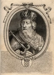 Karl der Große (Karl I. genannt der Große, Carolus Magnus, 742-814), König der Franken - Karl der Große (Carolus Magnus, Karl der Große) (747-814) König der Franken und christlicher Kaiser des Westens - Gravur aus 