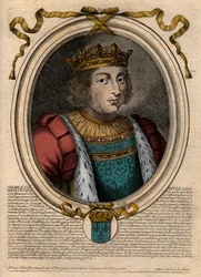 Porträt von Karl V. der Weise (1338-1380) - Gravur aus 