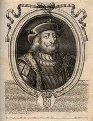 Porträt von Chilperich I. (539-584), König von Neustrien - Gravur aus 
