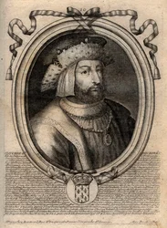 Porträt von Chlothar II. (584-628), König von Neustrien und König der Franken - Gravur aus 