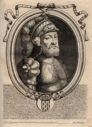 Porträt von Dagobert, König der Franken von 628 bis 638 - Dagobert (605-39) König der Franken - Gravur aus 