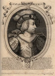 Porträt von Ludwig V. dem Faulen (967 - 987), König von Frankreich - Ludwig V. der Faule (967-987) Gravur aus 