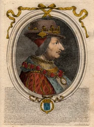 Porträt von Ludwig XI. (1423-1483), König von Frankreich - Porträt von Ludwig XI. von Frankreich (1423-1483), König von Frankreich - Gravur aus 