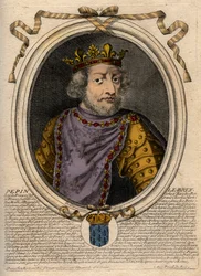 Porträt von Pippin III. genannt Pippin der Kurze (714-768) König von Frankreich - Gravur aus 