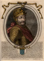 Porträt von Philipp II. genannt Philipp August (1165-1223) - Philipp August II. (1165-1223) König von Frankreich - Gravur aus 