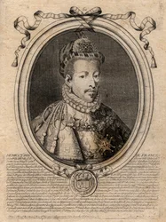 Porträt des Königs von Frankreich Heinrich III. (1551-1589) - Gravur aus 