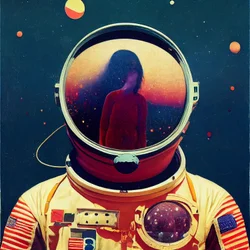 Abstrakter Astronaut im Weltraum