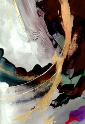 Schwarz-graue abstrakte Malerei mit Gold-Effekt