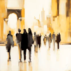 Städtisches Leben: Abstrakte impressionistische Silhouette