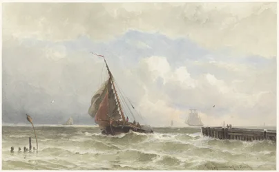 Hafen von Vlissingen mit einlaufendem Segelschiff
