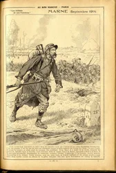 Agenda Buvard du Bon Marche 1917 - Illustration von Job: Marne September 1914 - Krieg von 14-18, Marne, Große Schlachten, Schlacht an der Marne - Soldaten