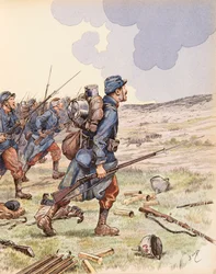 Jacques Marie Gaston Onfroy de Breville dit JOB (1858-1931) - Die Poilus während der Schlacht an der Marne im Ersten Weltkrieg, Privatsammlung