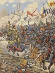 Ludwig XI. von Frankreich führt seine Armee in die Schlacht von Montlhéry