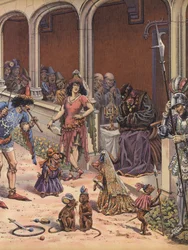 Künstler unterhalten den alten König Ludwig XI. von Frankreich