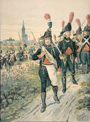 Pontonniers von Straßburg im Jahr 1793 (farbige Gravur)